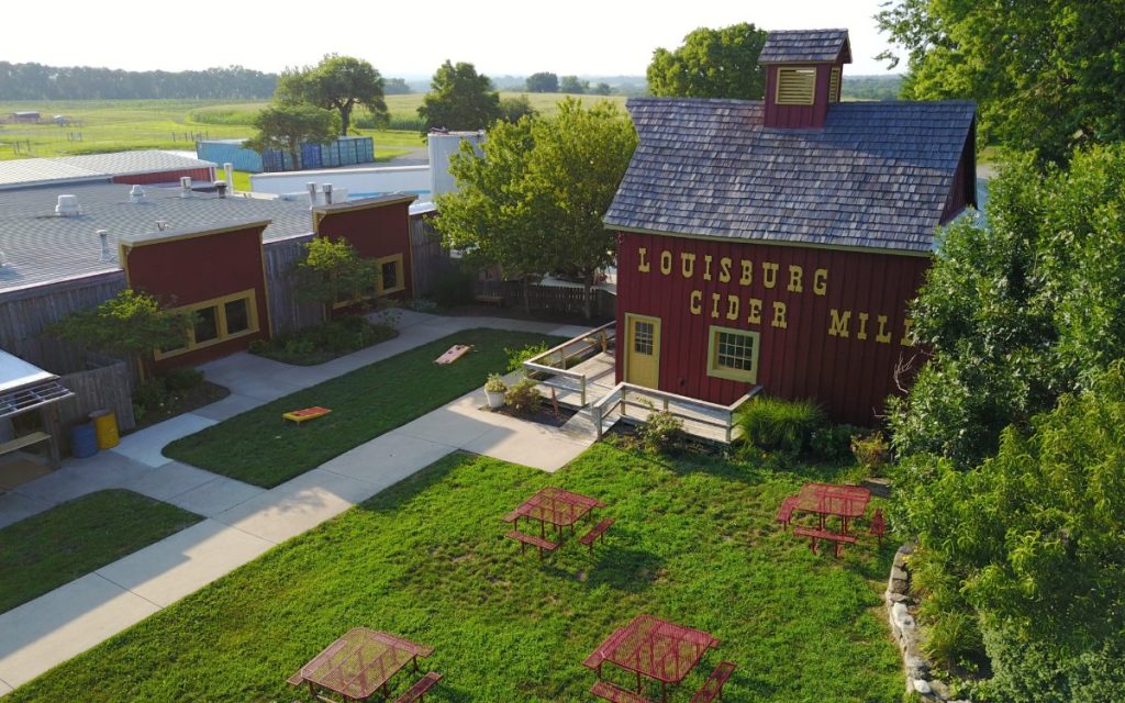 Aerial view of the Louisburg Cider Mill and Country Store in Louisburg