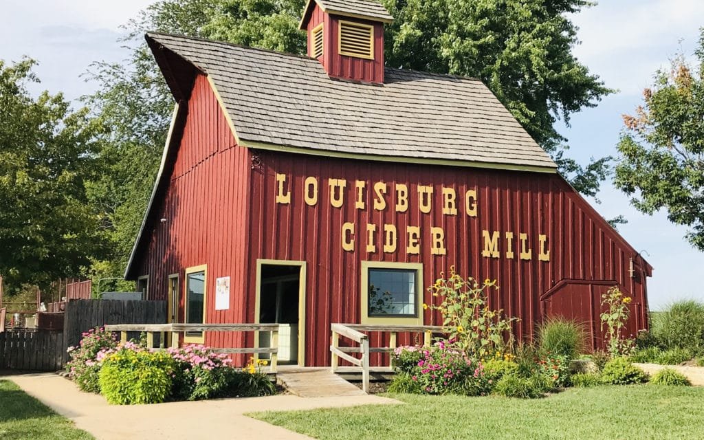 The red barn at Louisburg Cider Mill in Louisburg